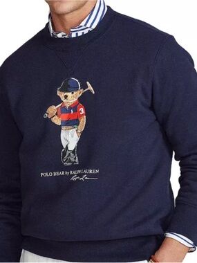 Ralph Lauren Navy Polo Bear Crewneck Sweatshirt-Medium
